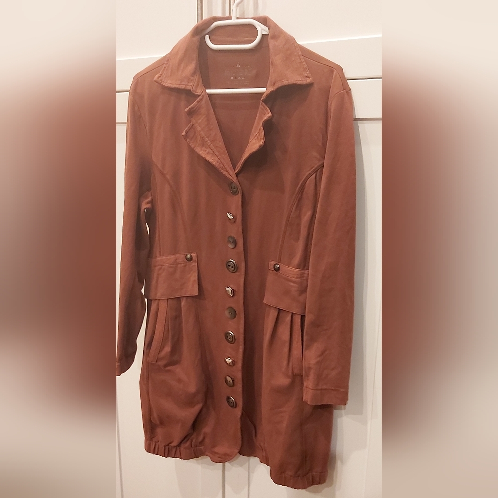 Neon Buddha Rust Button-Up Coat - Picture 8 of 9